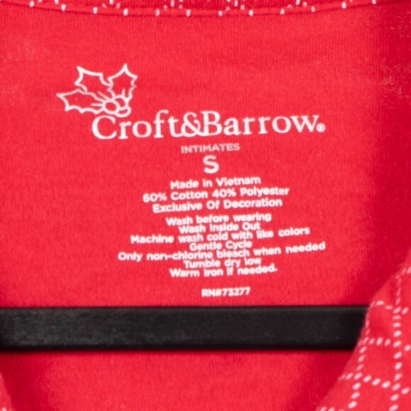 Croft & Barrow Pajama Set S Womens Red Diamond Print Button Up PJs Cotton Blend - Picture 5 of 8